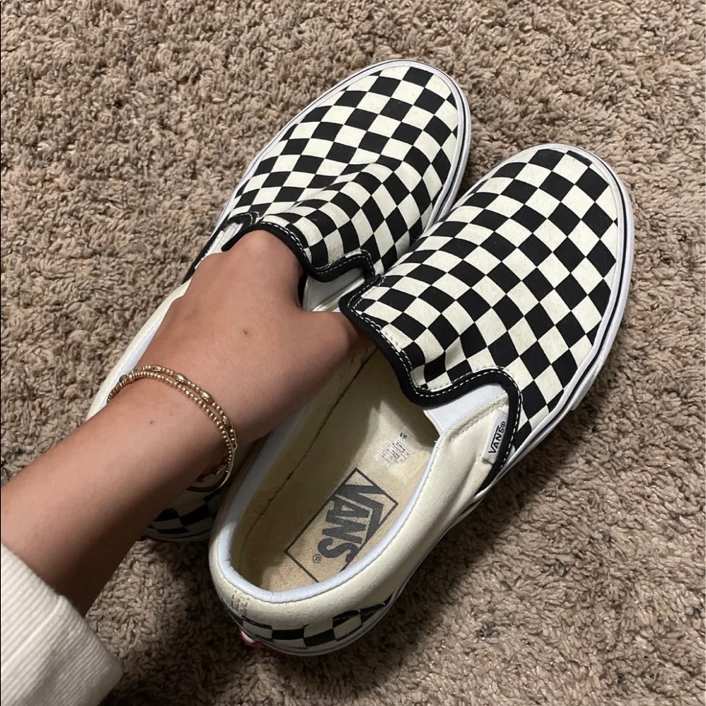 Size 8.5 black and white checkered vans